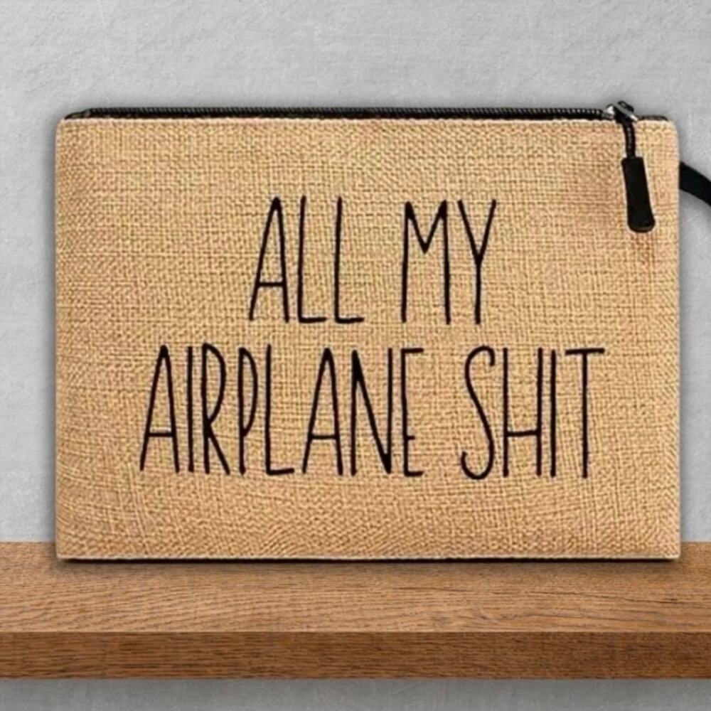 Funny Airplane Travel Pouch All My Airplane Shit Bag, Carry-On Travel Gift